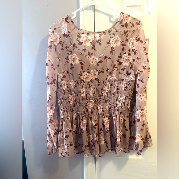 Dressy blouse from American Eagle.  Color pink and mauve. Size medium. - Picture 2 of 3